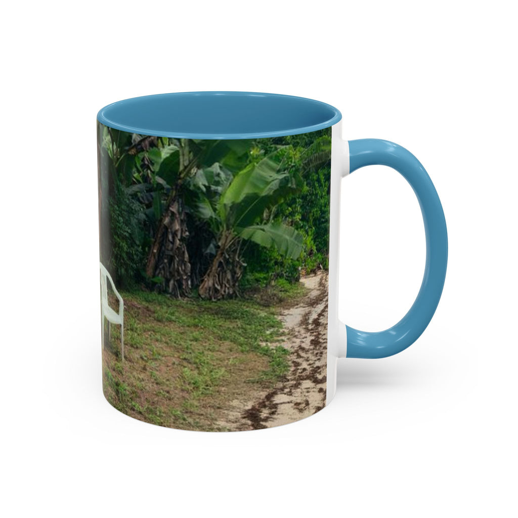 Tropical Garden Coffee Mug — Two White Chairs Photo Accent Mug (11/15oz)