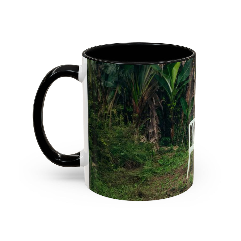 Tropical Garden Coffee Mug — Two White Chairs Photo Accent Mug (11/15oz)