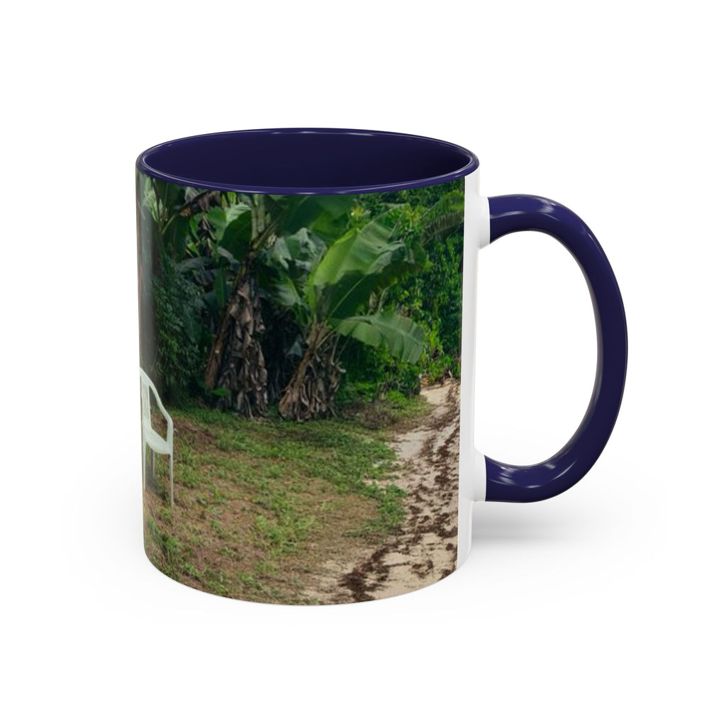 Tropical Garden Coffee Mug — Two White Chairs Photo Accent Mug (11/15oz)