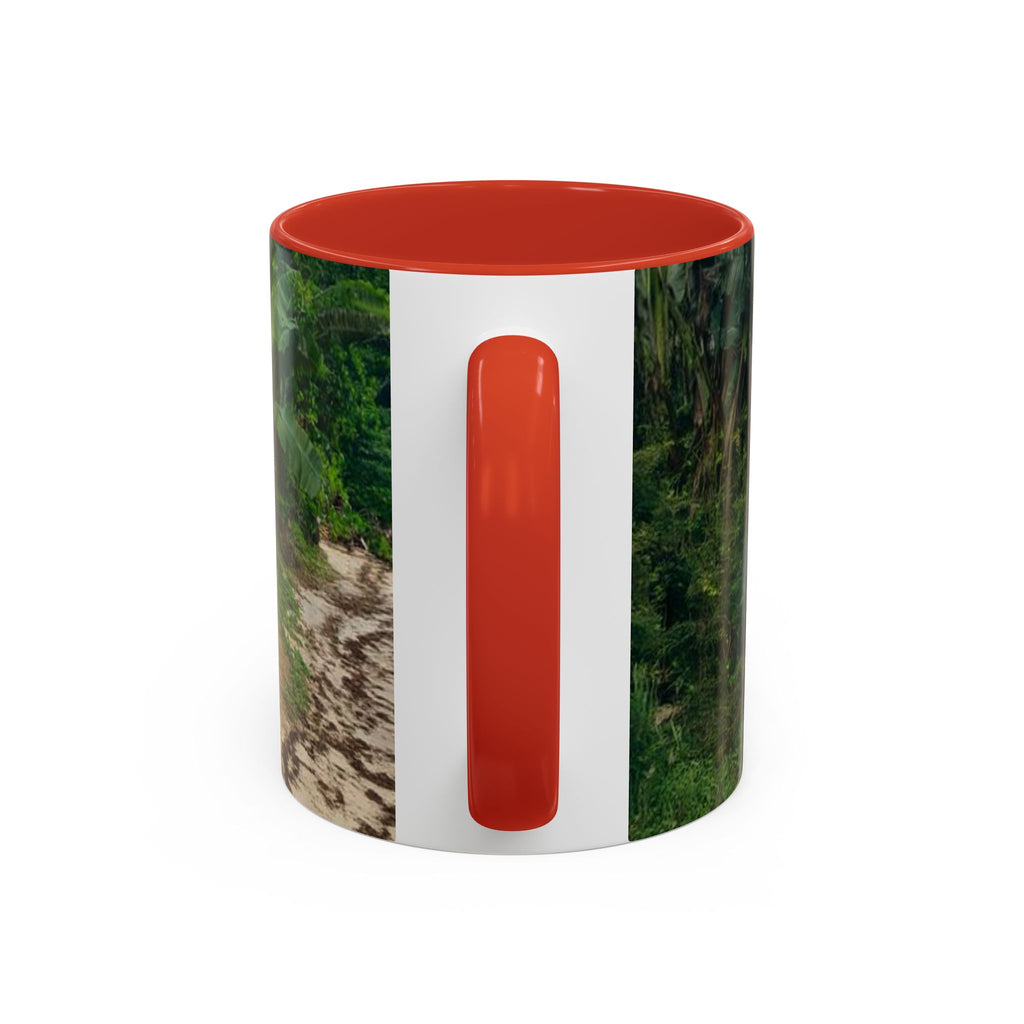 Tropical Garden Coffee Mug — Two White Chairs Photo Accent Mug (11/15oz)