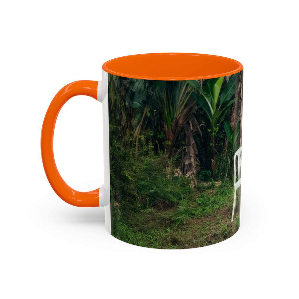 Tropical Garden Coffee Mug — Two White Chairs Photo Accent Mug (11/15oz)