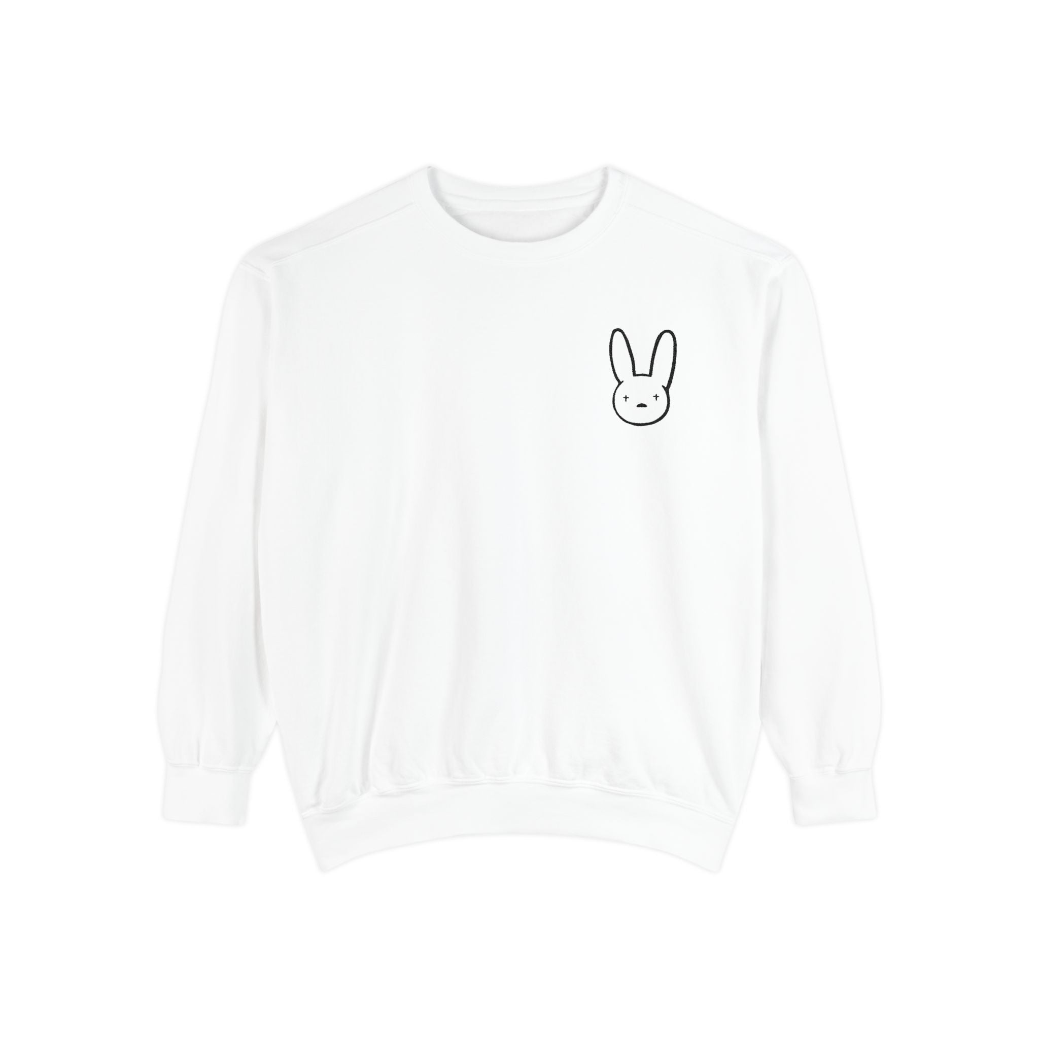 Bunny Pocket Sweatshirt — Cute Minimalist White Crewneck