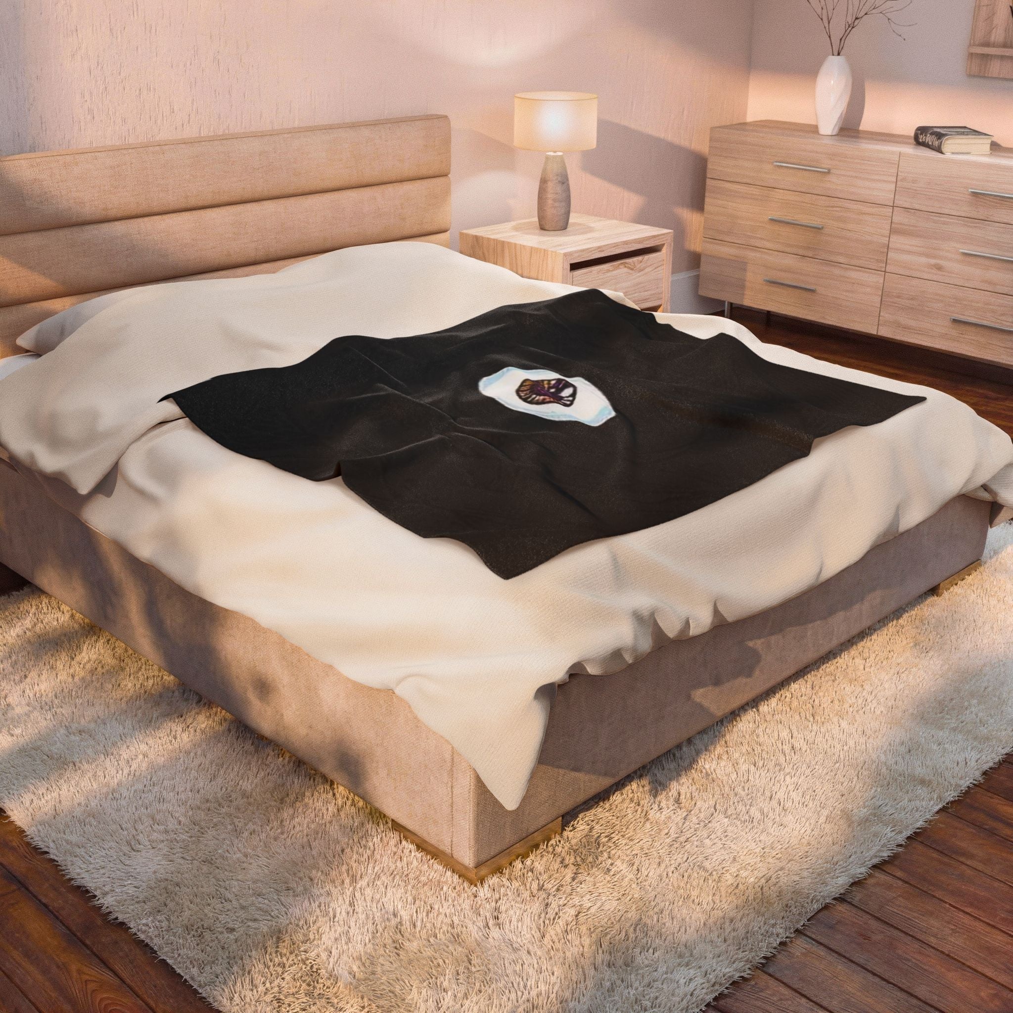 Mystic Eye Velveteen Plush Blanket — Dark Occult Eye Design, Cozy Throw for Gothic Home Décor