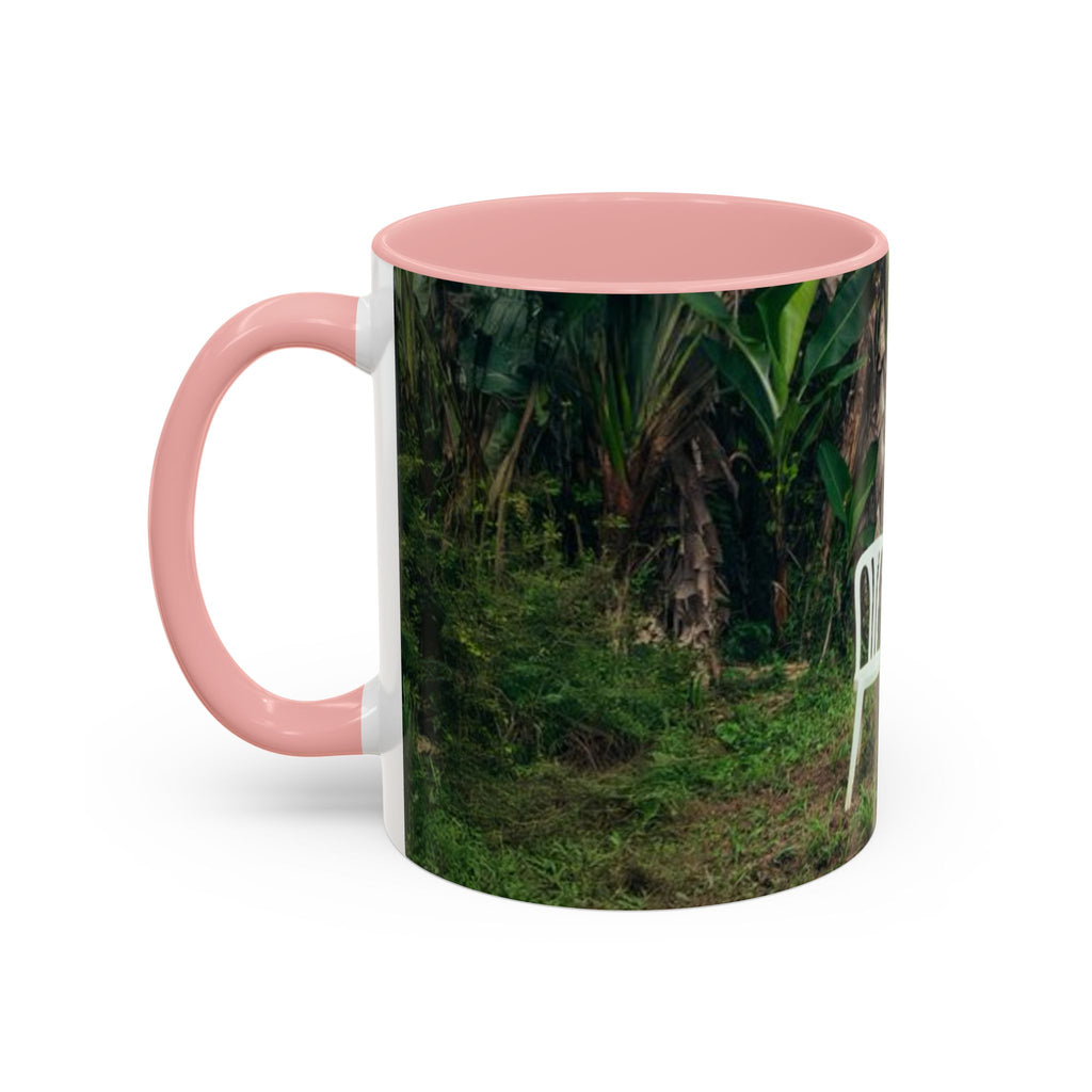 Tropical Garden Coffee Mug — Two White Chairs Photo Accent Mug (11/15oz)
