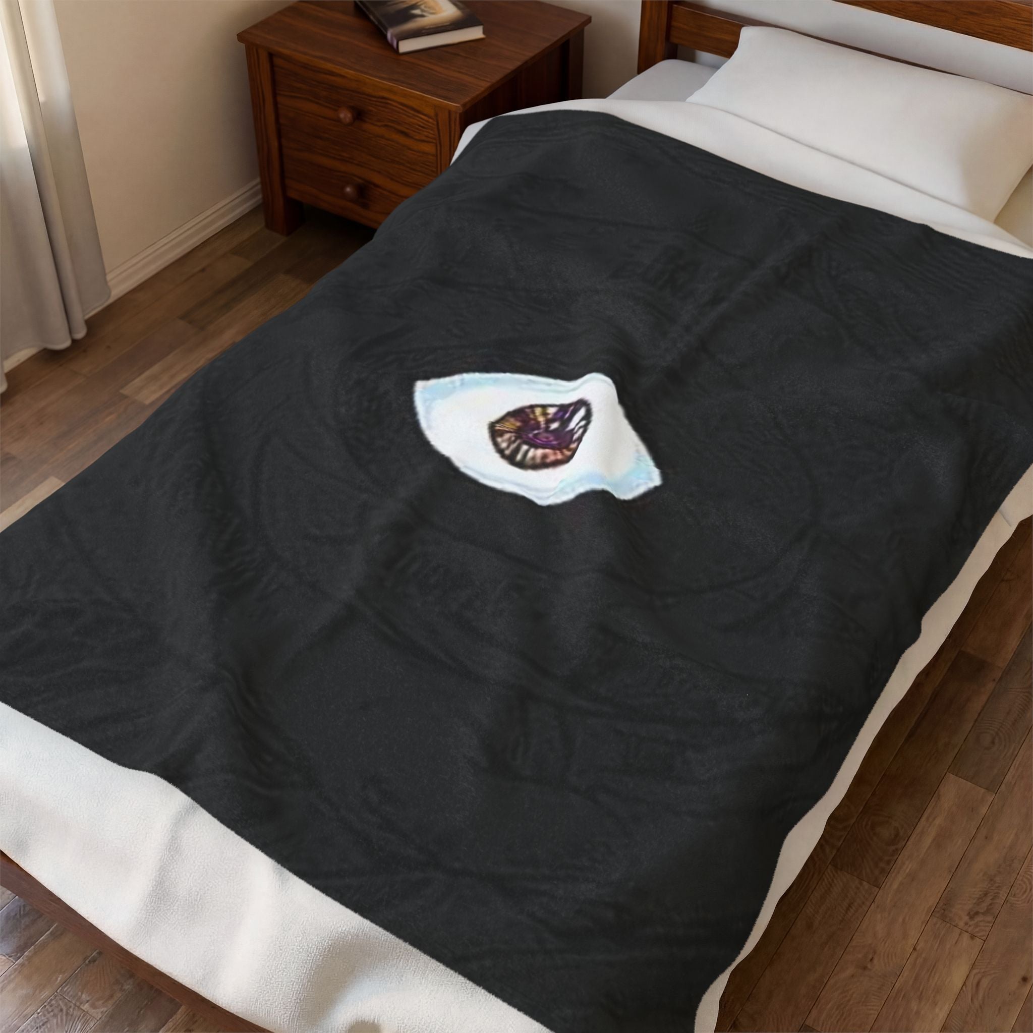 Mystic Eye Velveteen Plush Blanket — Dark Occult Eye Design, Cozy Throw for Gothic Home Décor