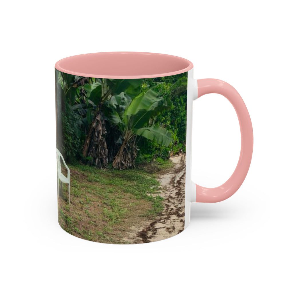Tropical Garden Coffee Mug — Two White Chairs Photo Accent Mug (11/15oz)