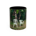 Tropical Garden Coffee Mug — Two White Chairs Photo Accent Mug (11/15oz)