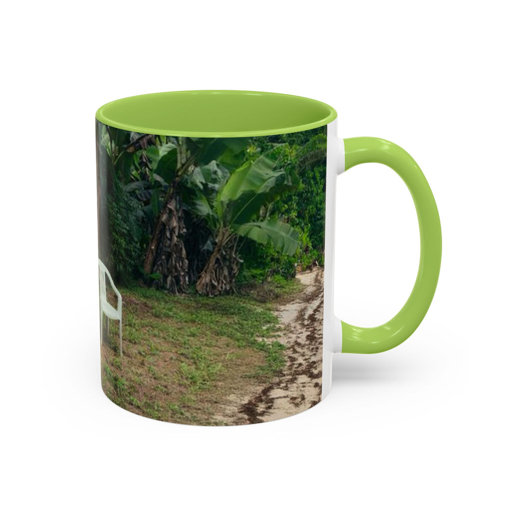 Tropical Garden Coffee Mug — Two White Chairs Photo Accent Mug (11/15oz)