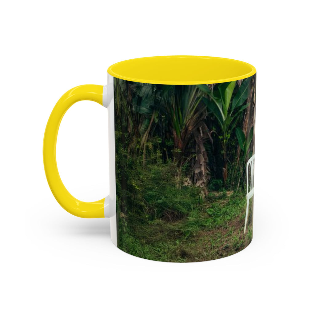 Tropical Garden Coffee Mug — Two White Chairs Photo Accent Mug (11/15oz)