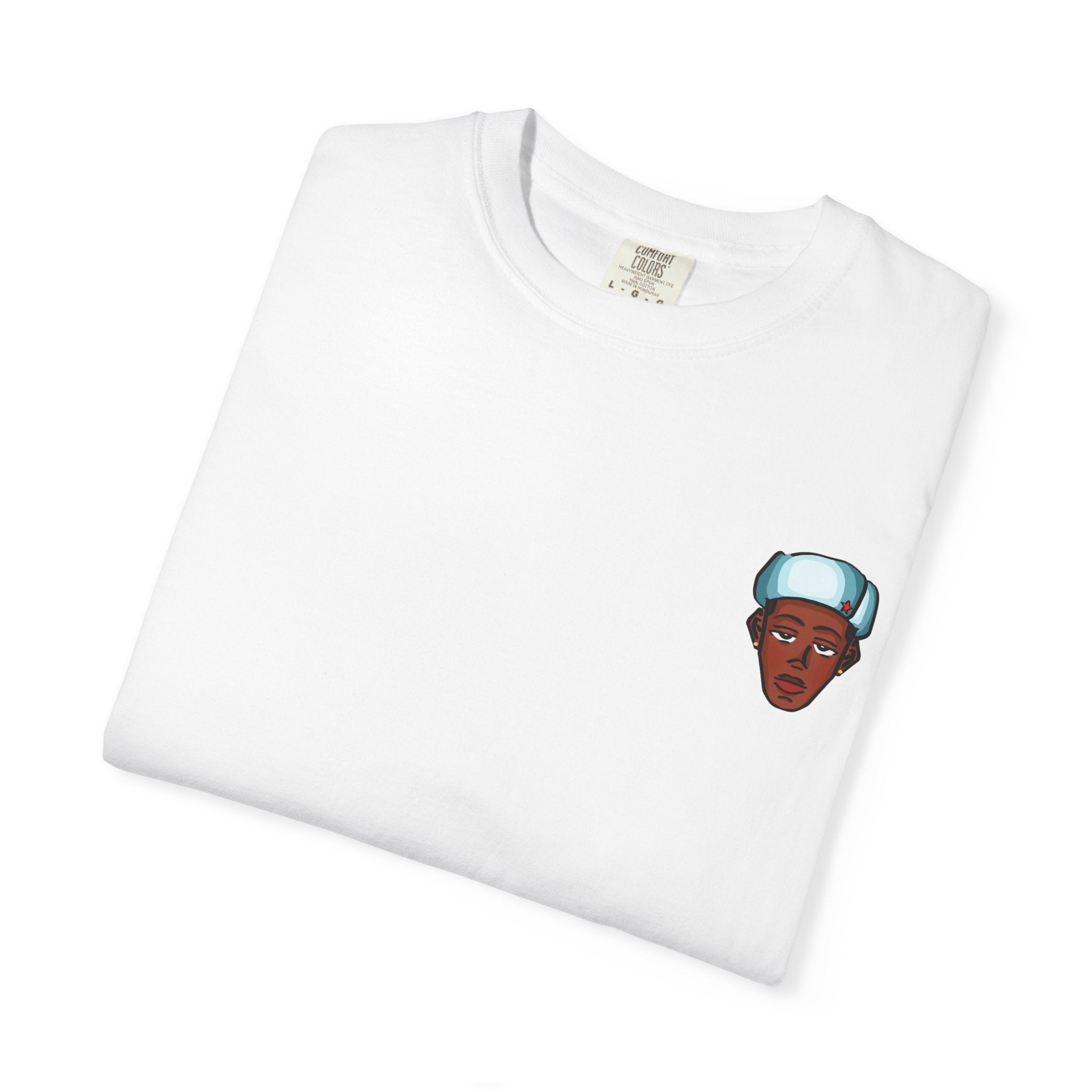 Graphic T-Shirt — Floral Split Face Portrait with 'F*CK' Cap