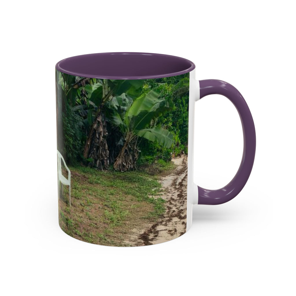 Tropical Garden Coffee Mug — Two White Chairs Photo Accent Mug (11/15oz)