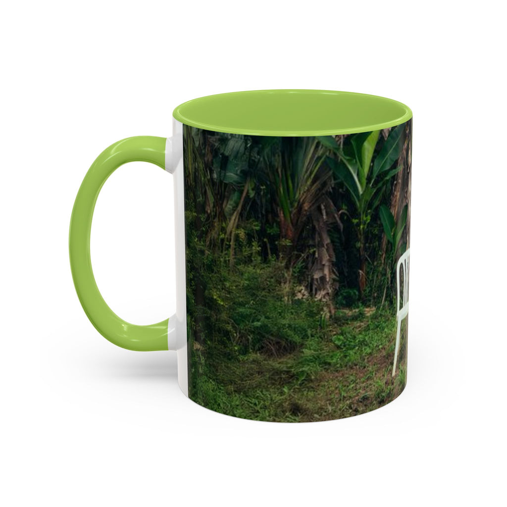Tropical Garden Coffee Mug — Two White Chairs Photo Accent Mug (11/15oz)